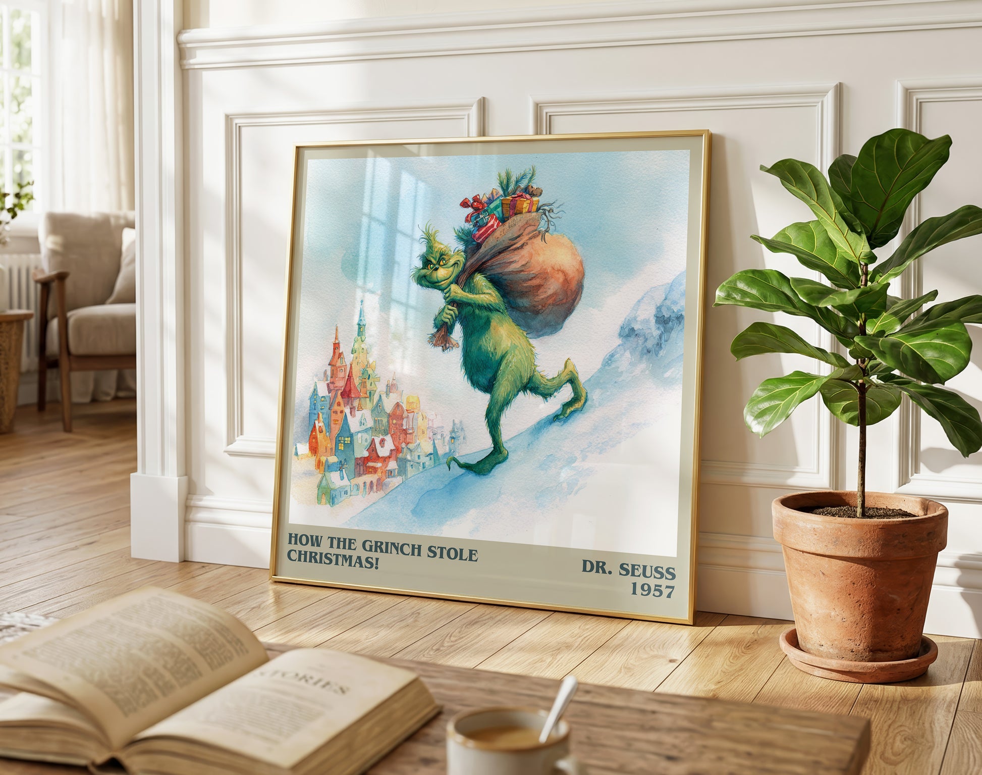 How the Grinch Stole Christmas literary poster paired in gallery wall – literary art prints