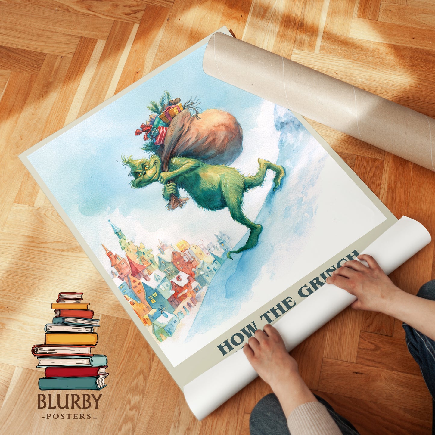 How the Grinch Stole Christmas book cover print on bookshelf – Dr. Seuss fan gift