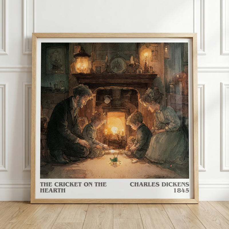 The Cricket On The Hearth literary print in frame leaning in hallway – classic literature wall art