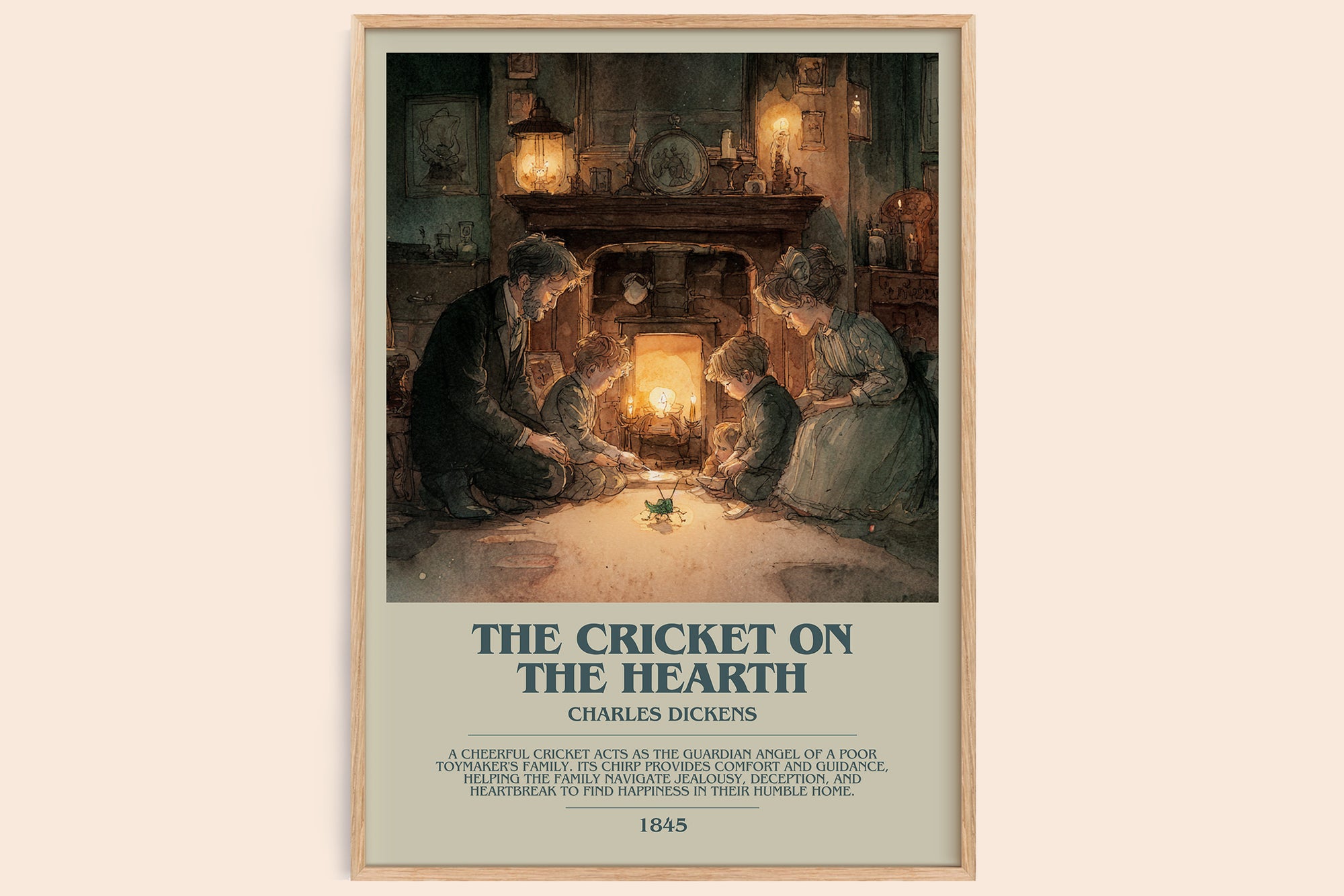 The Cricket On The Hearth bookish book poster by Charles Dickens – framed literary art print