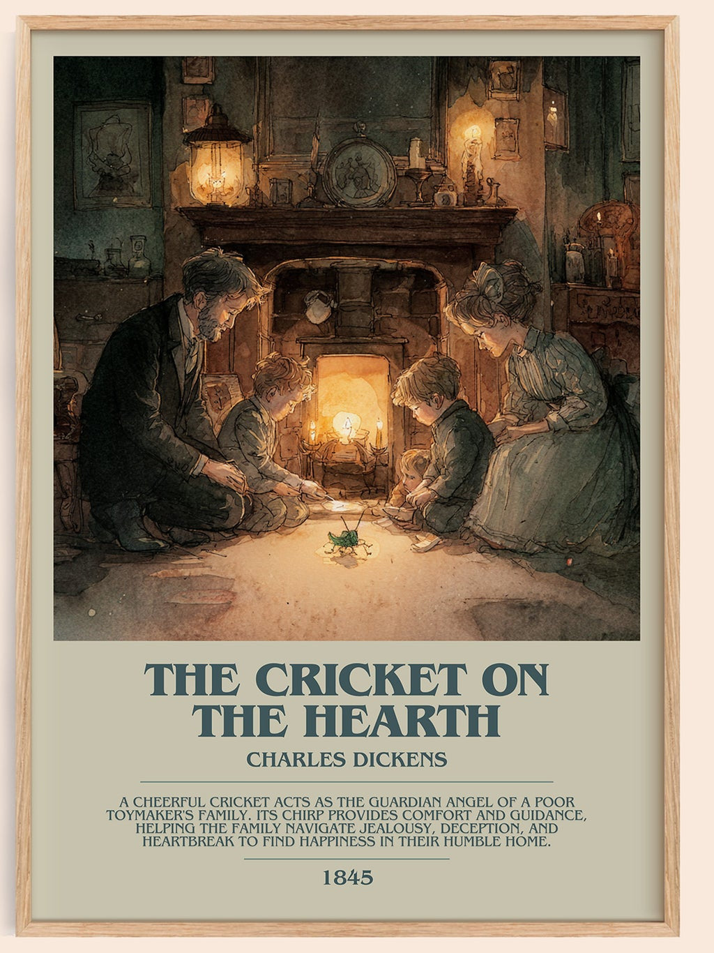 The Cricket On The Hearth bookish book poster by Charles Dickens – framed literary art print