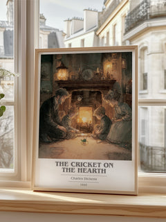 The Cricket On The Hearth Book Cover Poster by Charles Dickens – framed print by a bright window