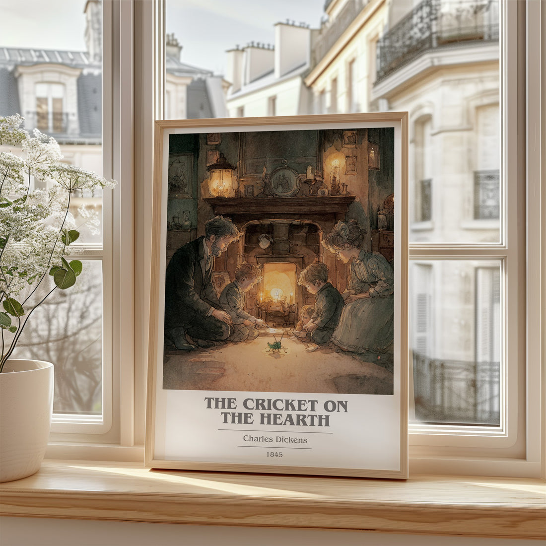 The Cricket On The Hearth Book Cover Poster by Charles Dickens – framed print by a bright window