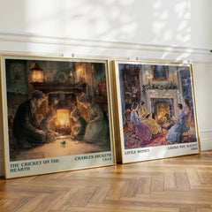The Cricket On The Hearth Literary Art Print by Charles Dickens – large square framed print leaning against a wall