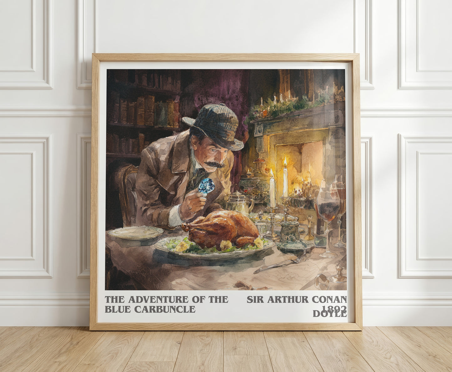 The Adventure Of The Blue Carbuncle literary print in frame leaning in hallway – mystery wall art