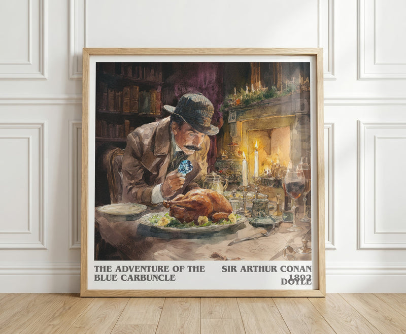 The Adventure Of The Blue Carbuncle literary print in frame leaning in hallway – mystery wall art