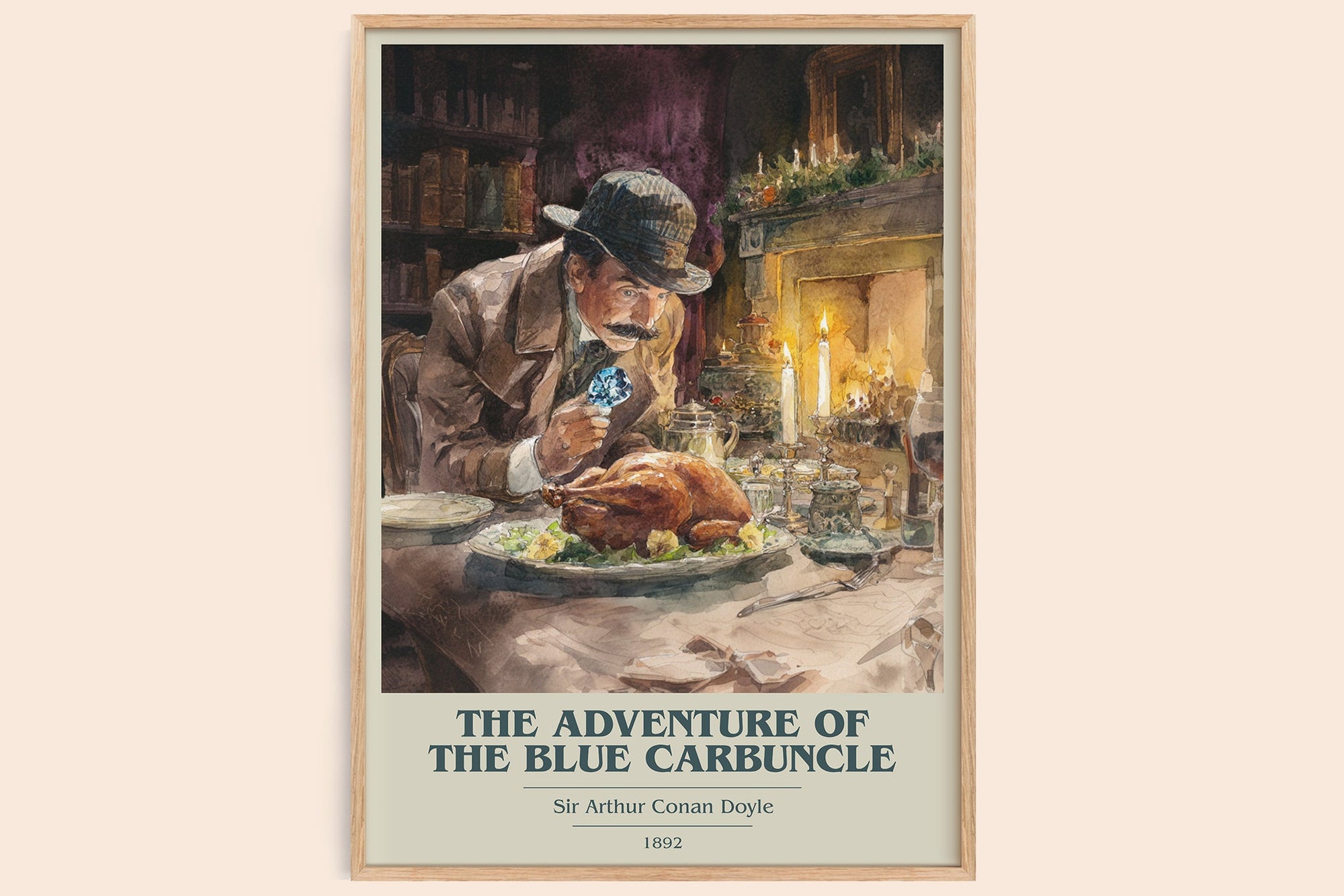 The Adventure Of The Blue Carbuncle book cover book poster by Sir Arthur Conan Doyle – framed literary art print