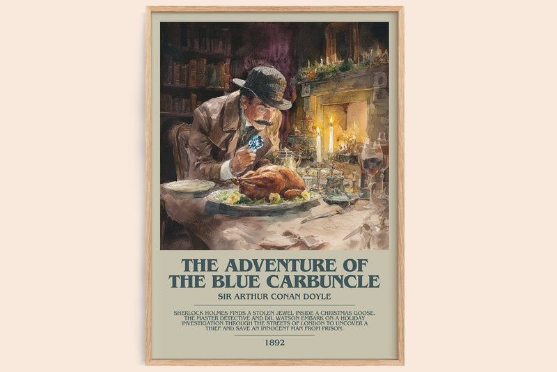The Adventure Of The Blue Carbuncle bookish book poster by Sir Arthur Conan Doyle – framed literary art print
