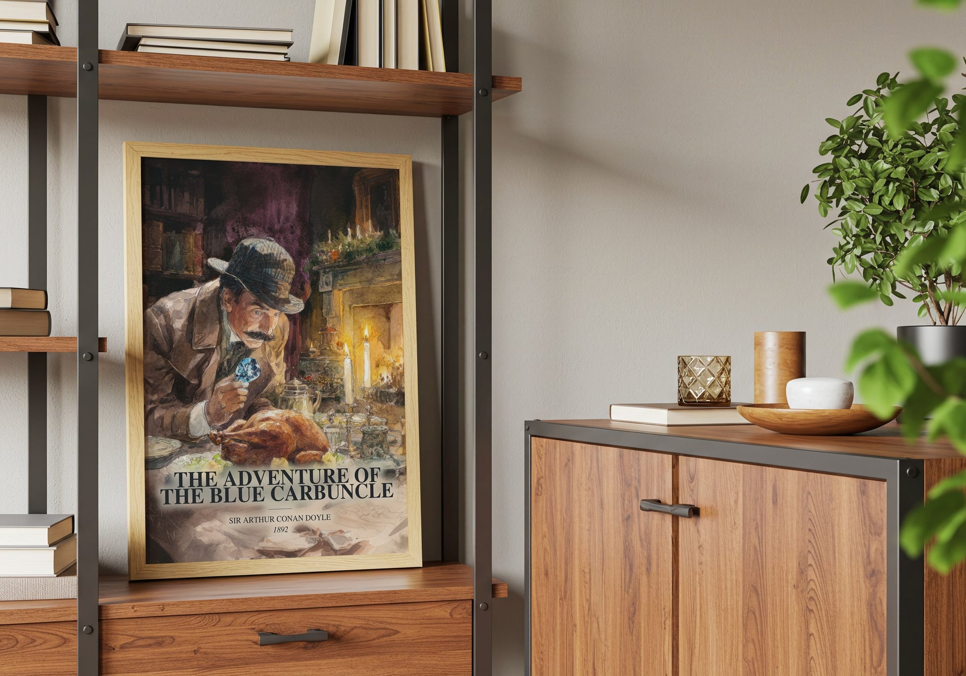The Adventure Of The Blue Carbuncle book watercolour illustration paper finish options – matte satin gloss
