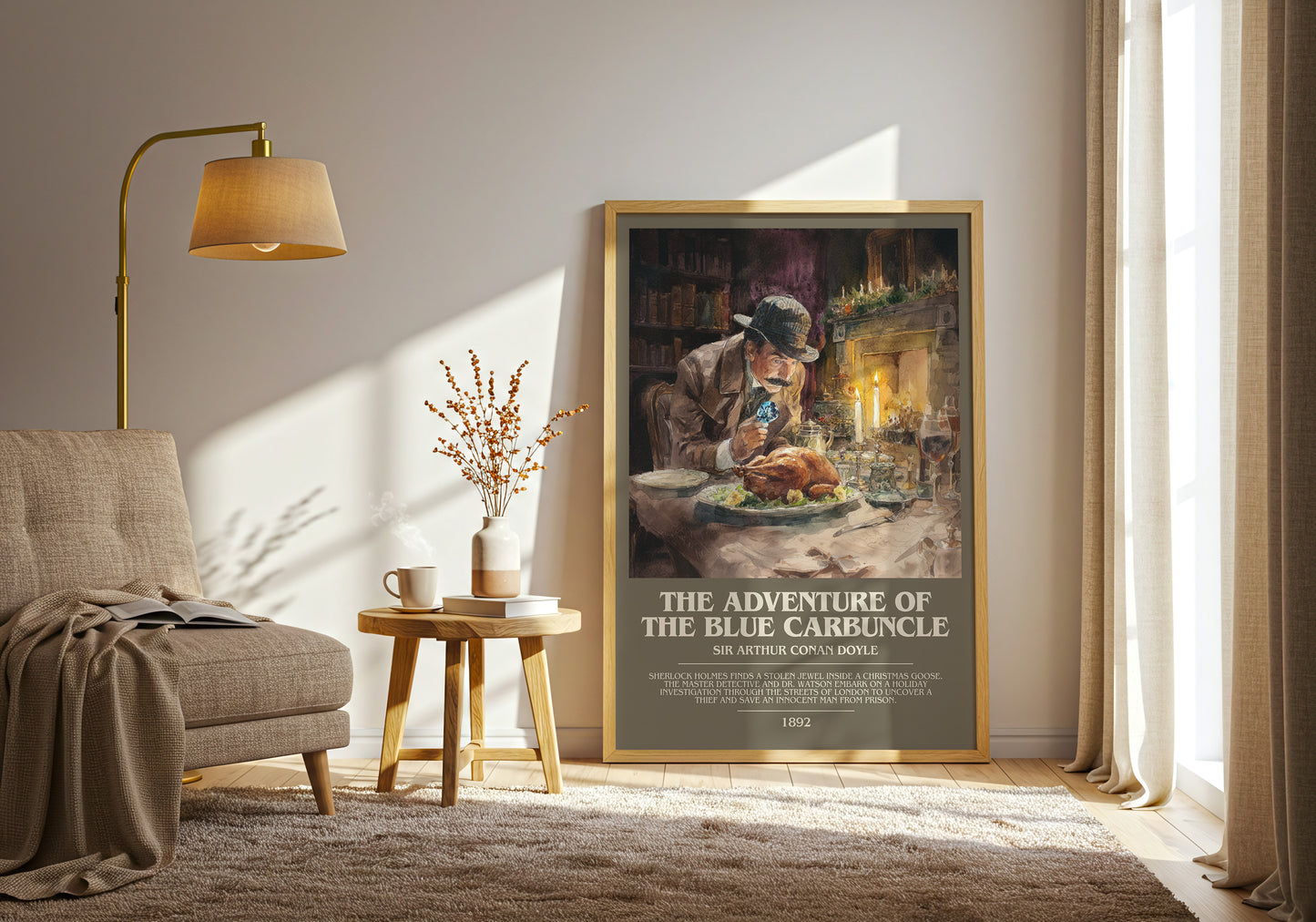 The Adventure Of The Blue Carbuncle bookish print framed by window – literary home decor