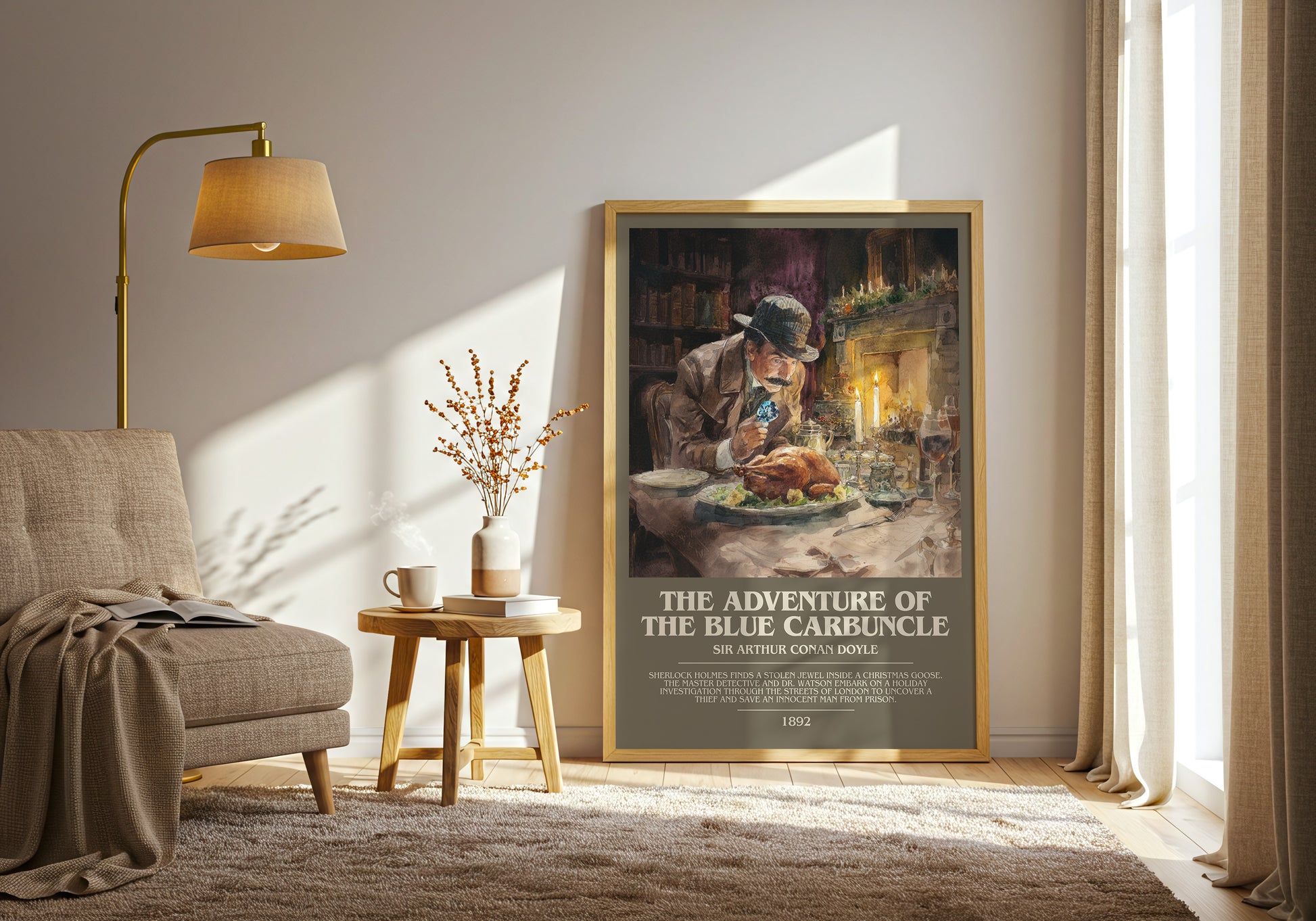 The Adventure Of The Blue Carbuncle bookish print framed by window – literary home decor