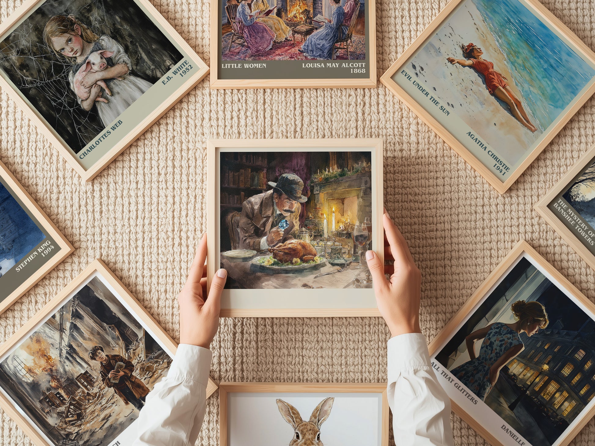 The Adventure Of The Blue Carbuncle literary print on bookshelf – Sir Arthur Conan Doyle fan gift