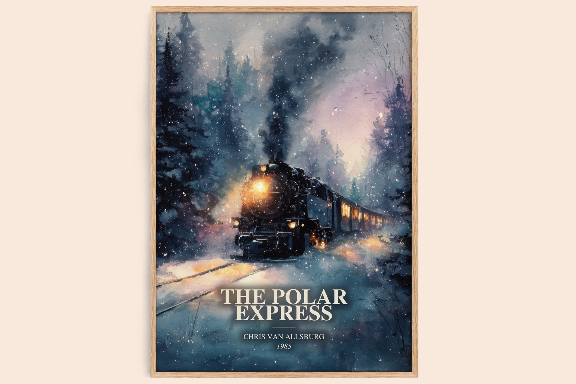 The Polar Express watercolour book poster by Chris Van Allsburg – framed literary art print