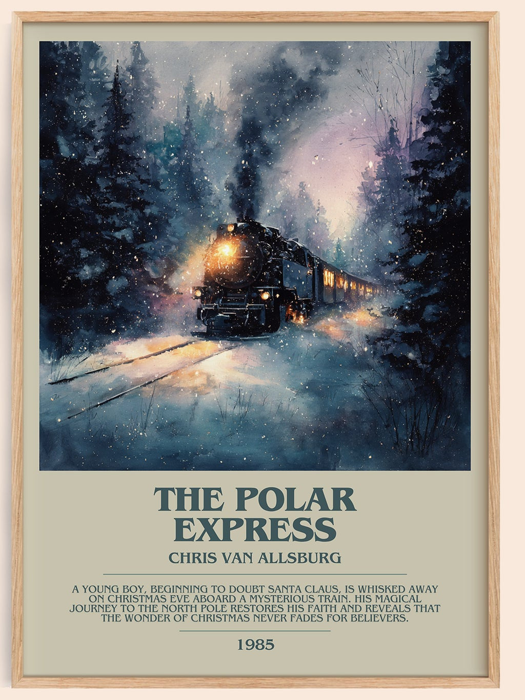 The Polar Express bookish book poster by Chris Van Allsburg – framed literary art print