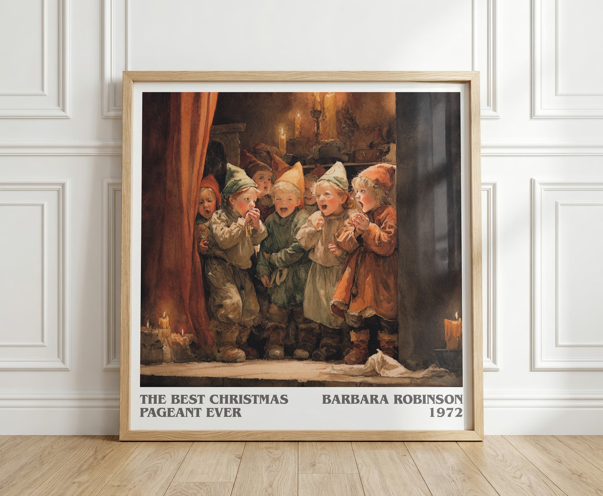 The Best Christmas Pageant Ever literary print in frame leaning in hallway – childrens wall art