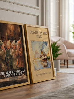 The Best Christmas Pageant Ever watercolour print framed by window – literary home decor