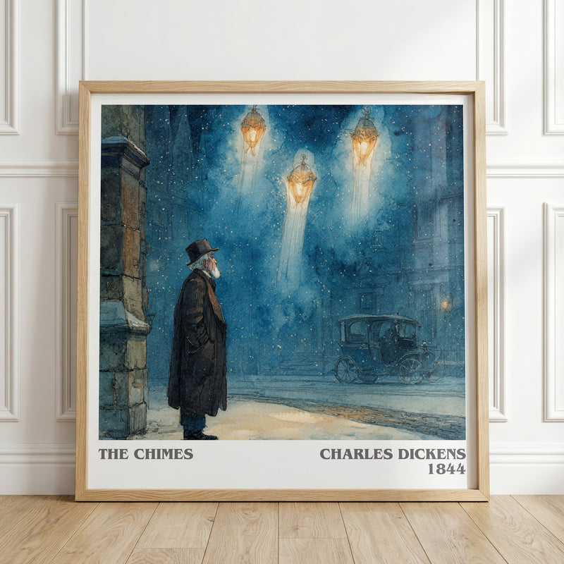 The Chimes literary print in frame leaning in hallway – classic literature wall art