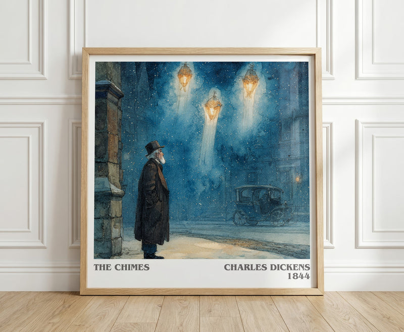 The Chimes literary print in frame leaning in hallway – classic literature wall art
