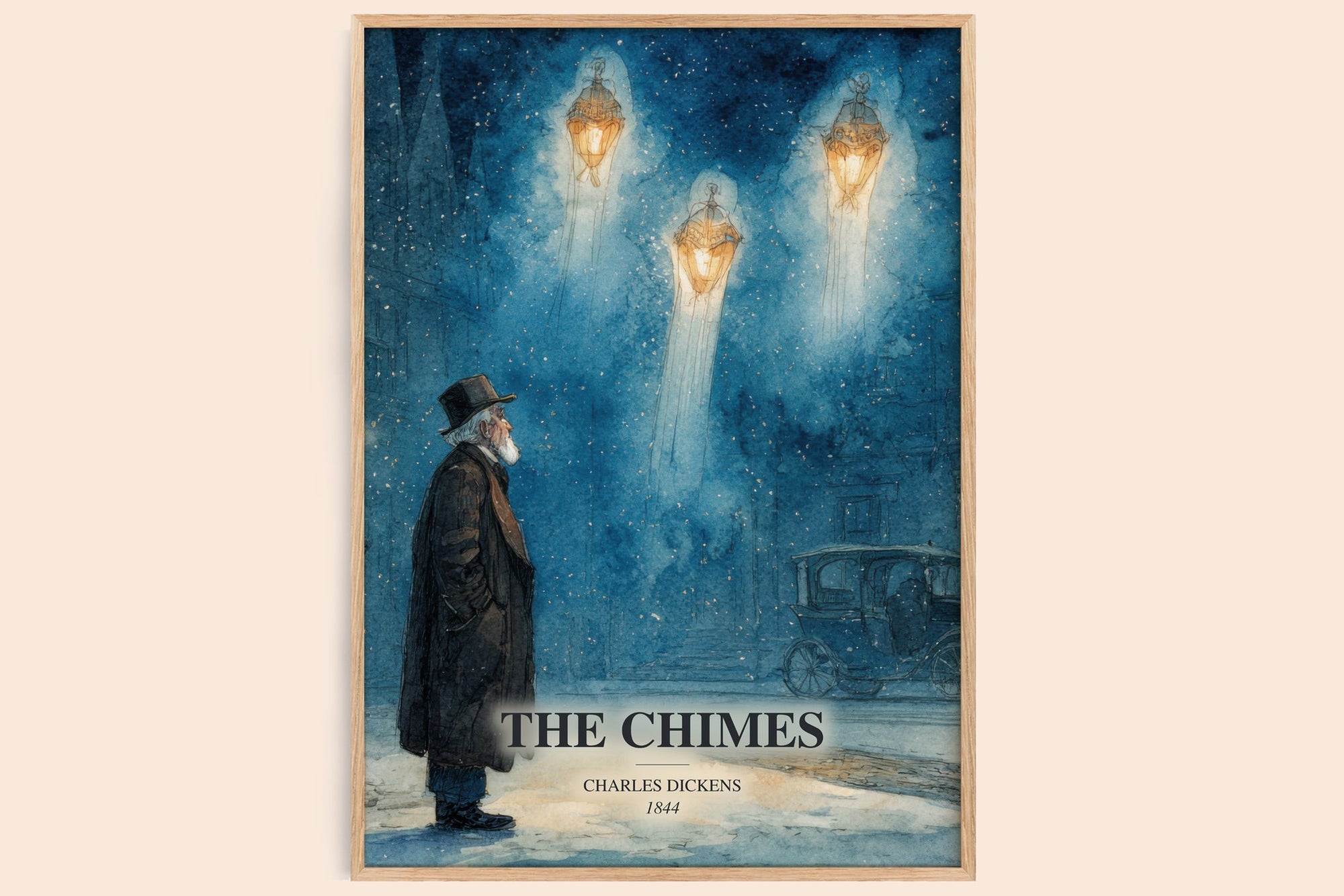 The Chimes watercolour book poster by Charles Dickens – framed literary art print