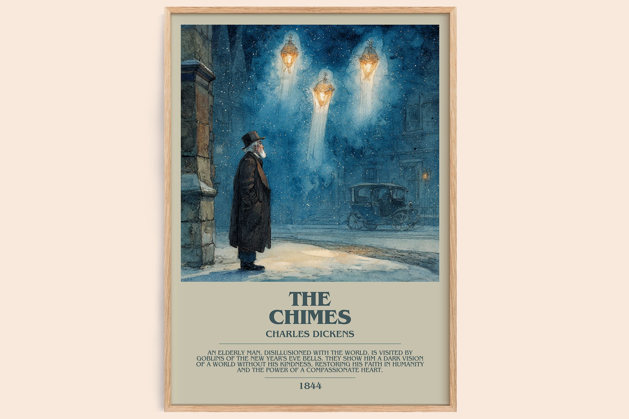 The Chimes bookish book poster by Charles Dickens – framed literary art print
