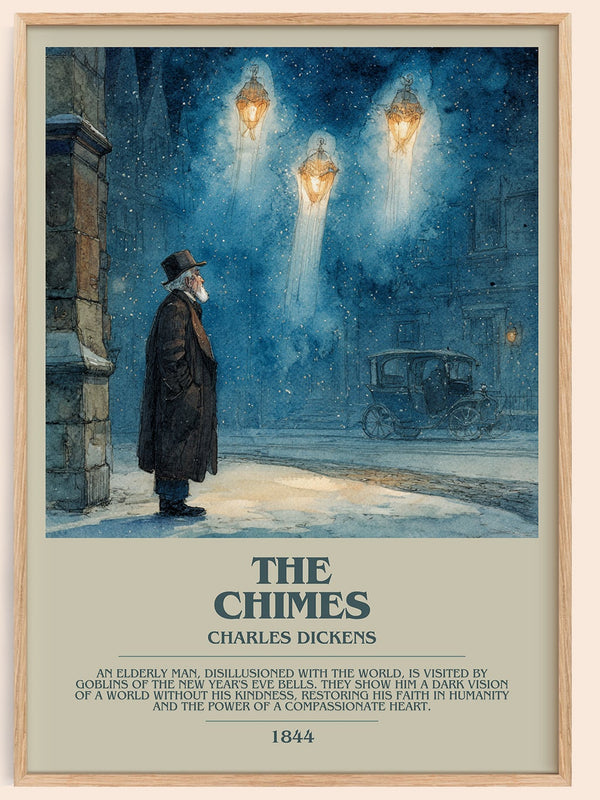 The Chimes bookish book poster by Charles Dickens – framed literary art print