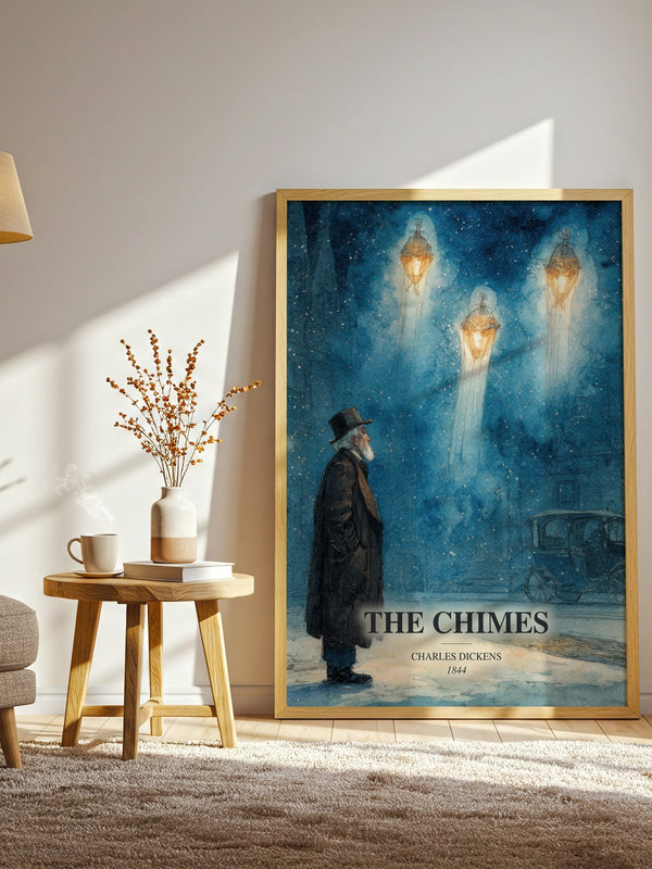 The Chimes watercolour print in frame leaning in hallway – classic literature wall art