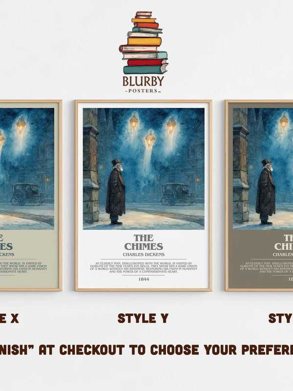 The Chimes bookish print in frame leaning in hallway – classic literature wall art
