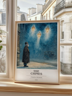 The Chimes Book Cover Poster by Charles Dickens – framed print by a bright window