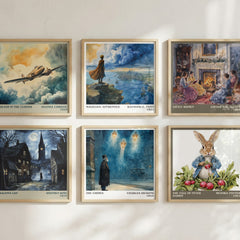 The Chimes Literary Art Print by Charles Dickens – square print in a six-frame gallery wall