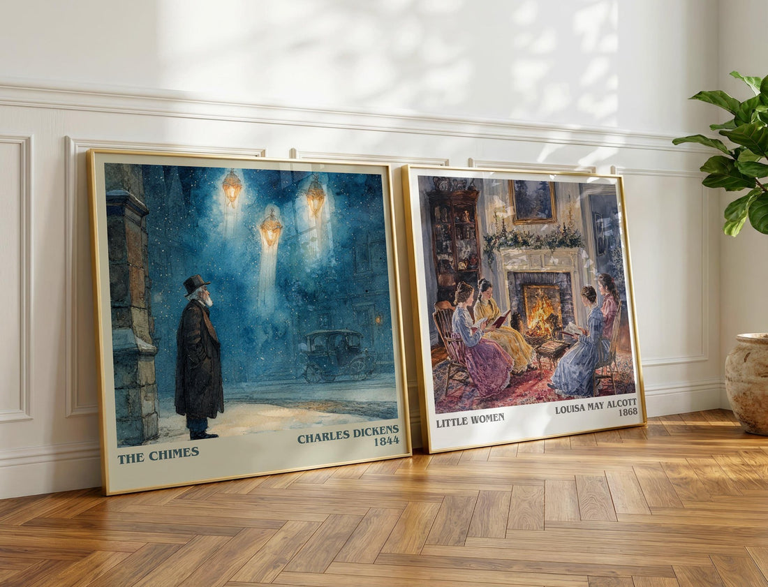 The Chimes Literary Art Print by Charles Dickens – large square framed print leaning against a wall