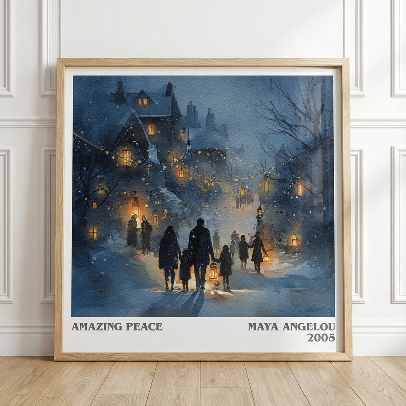 Amazing Peace literary print in frame leaning in hallway – poetry wall art