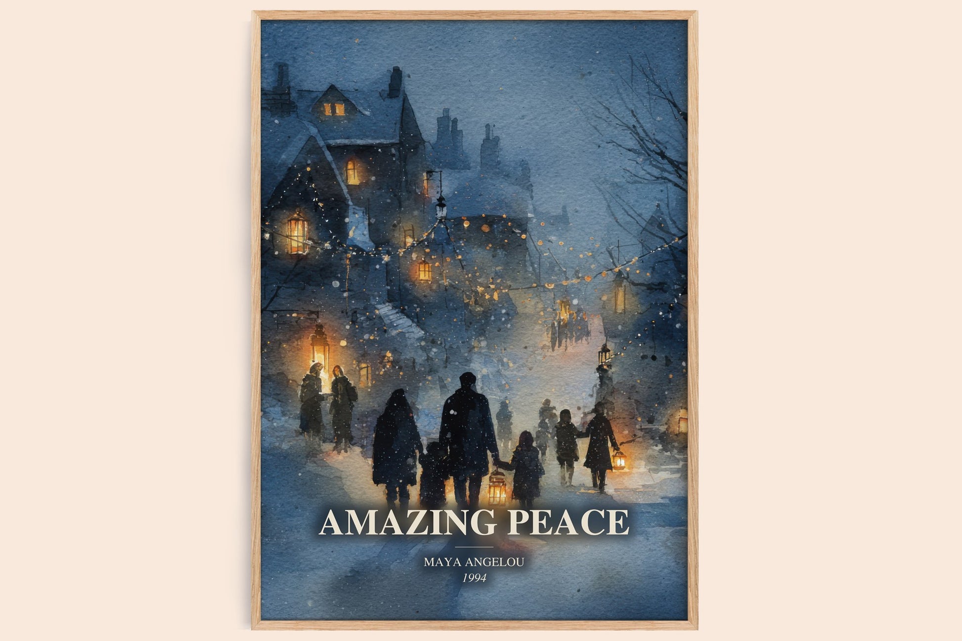 Amazing Peace watercolour book poster by Maya Angelou – framed literary art print