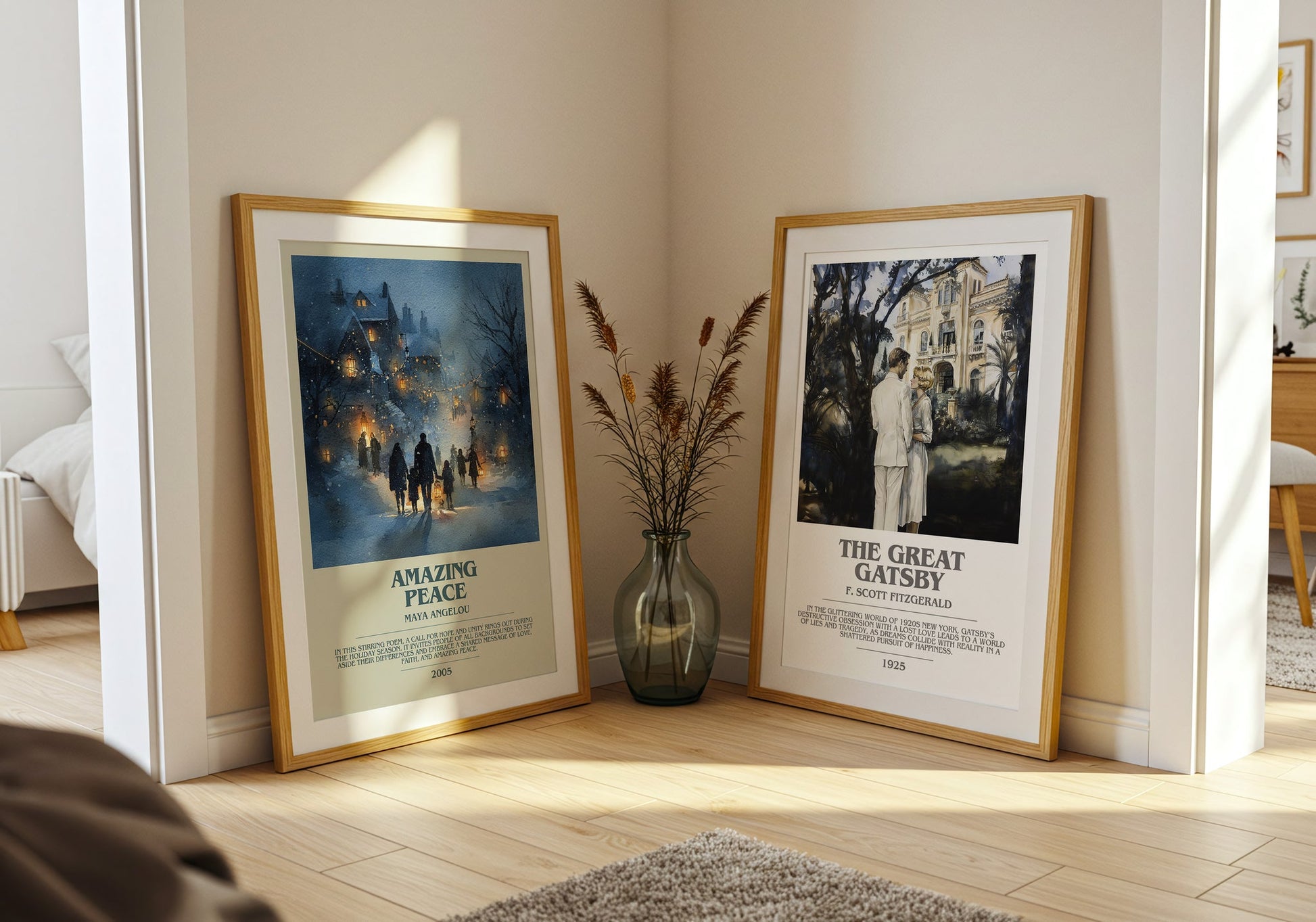 Amazing Peace bookish book poster framed on wall – poetry wall art