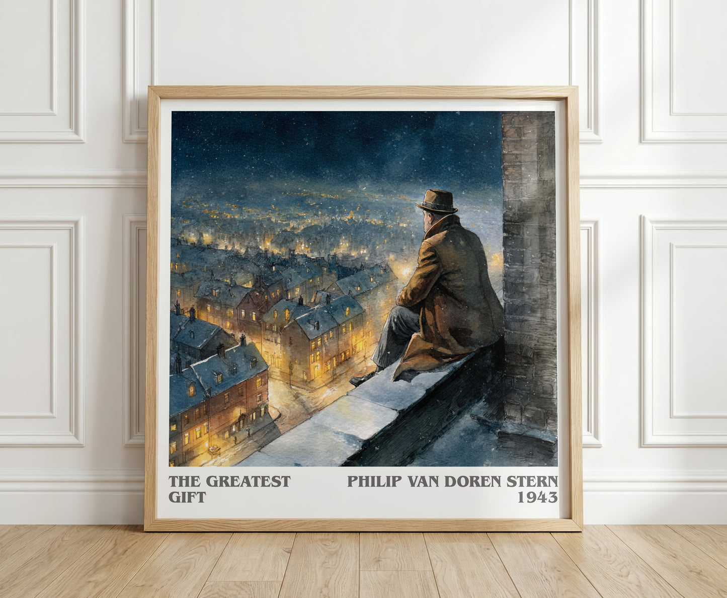 The Greatest Gift literary print in frame leaning in hallway – classic literature wall art