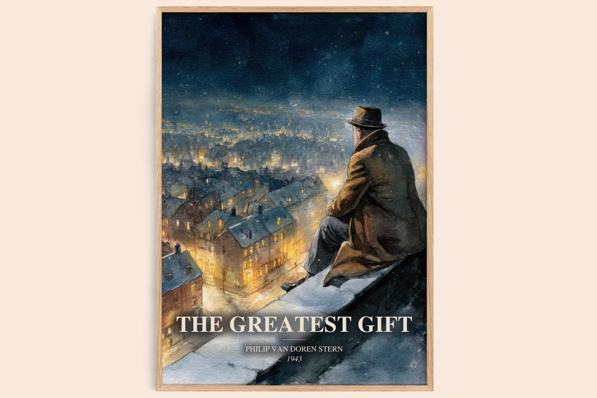The Greatest Gift watercolour book poster by Philip Van Doren Stern – framed literary art print