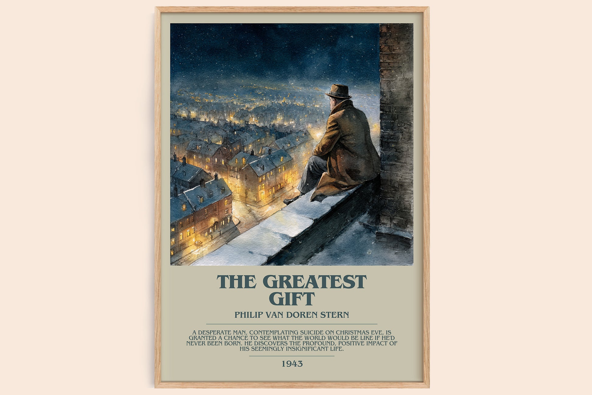 The Greatest Gift bookish book poster by Philip Van Doren Stern – framed literary art print