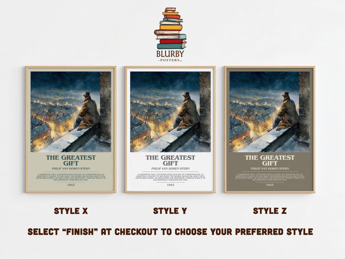 The Greatest Gift bookish print in frame leaning in hallway – fantasy wall art