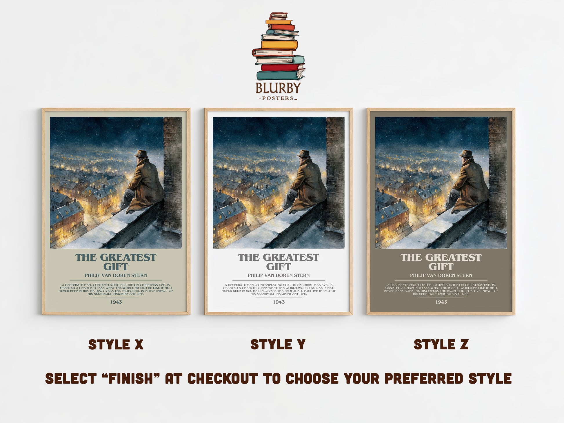 The Greatest Gift bookish print in frame leaning in hallway – fantasy wall art