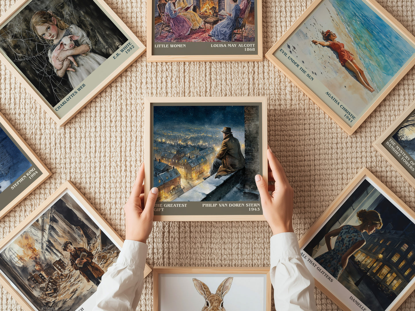 The Greatest Gift literary print on bookshelf – Philip Van Doren Stern fan gift