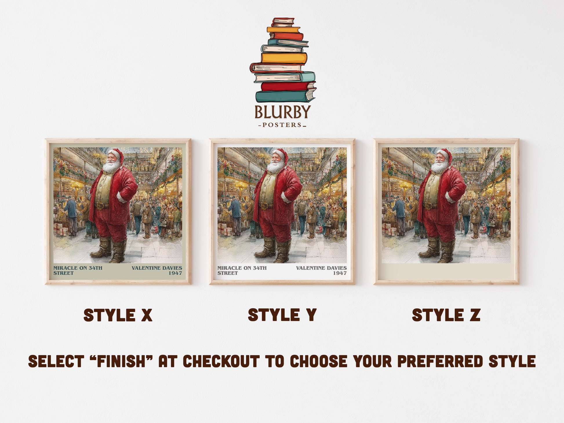 Miracle On 34th Street literary art print colour and style options – VALENTINE DAVIES book art