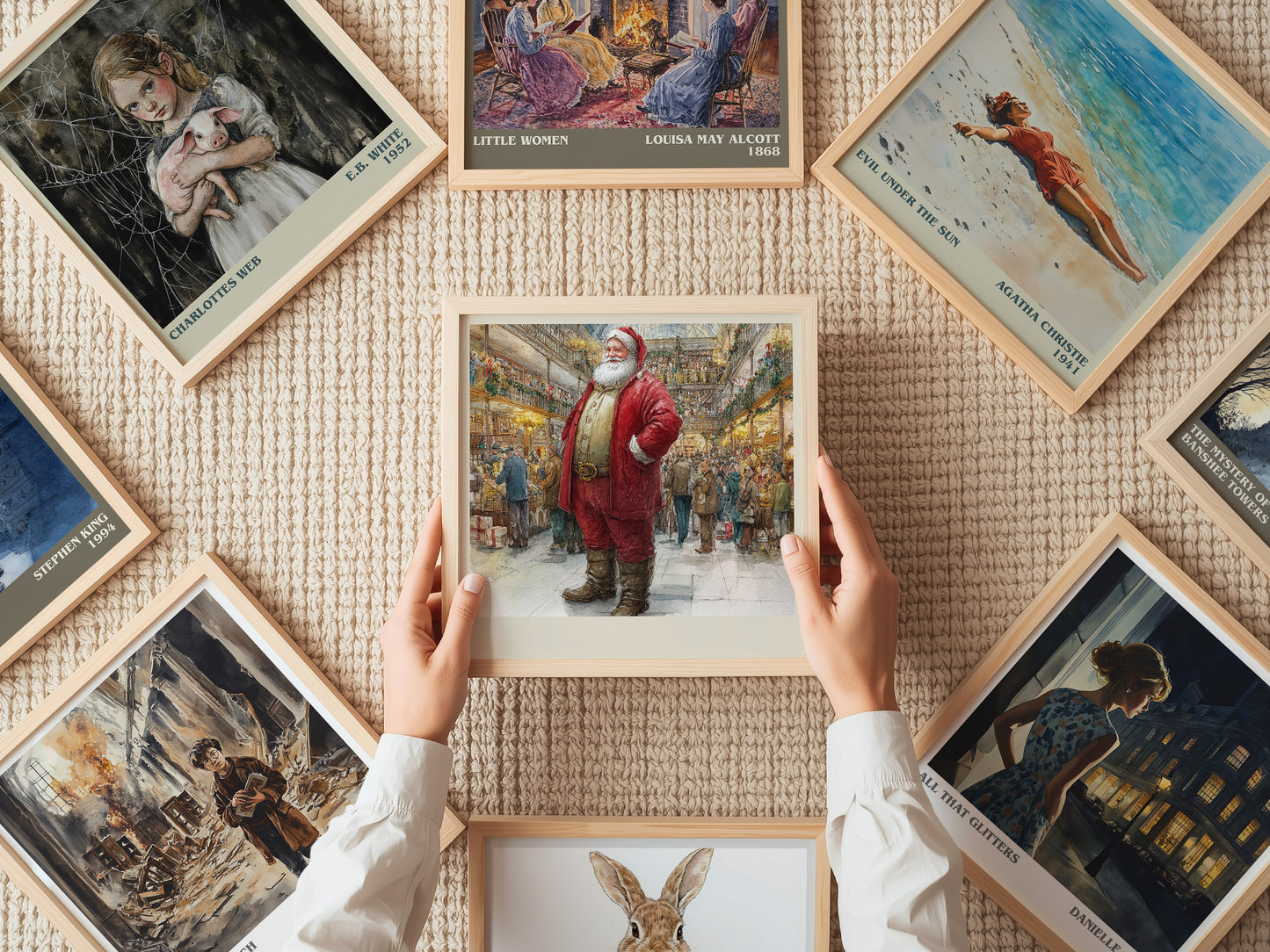 Miracle On 34th Street literary print on bookshelf – VALENTINE DAVIES fan gift