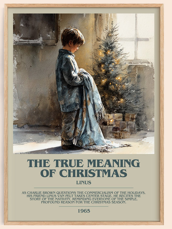 The True Meaning Of Christmas bookish book poster by Linus – framed literary art print