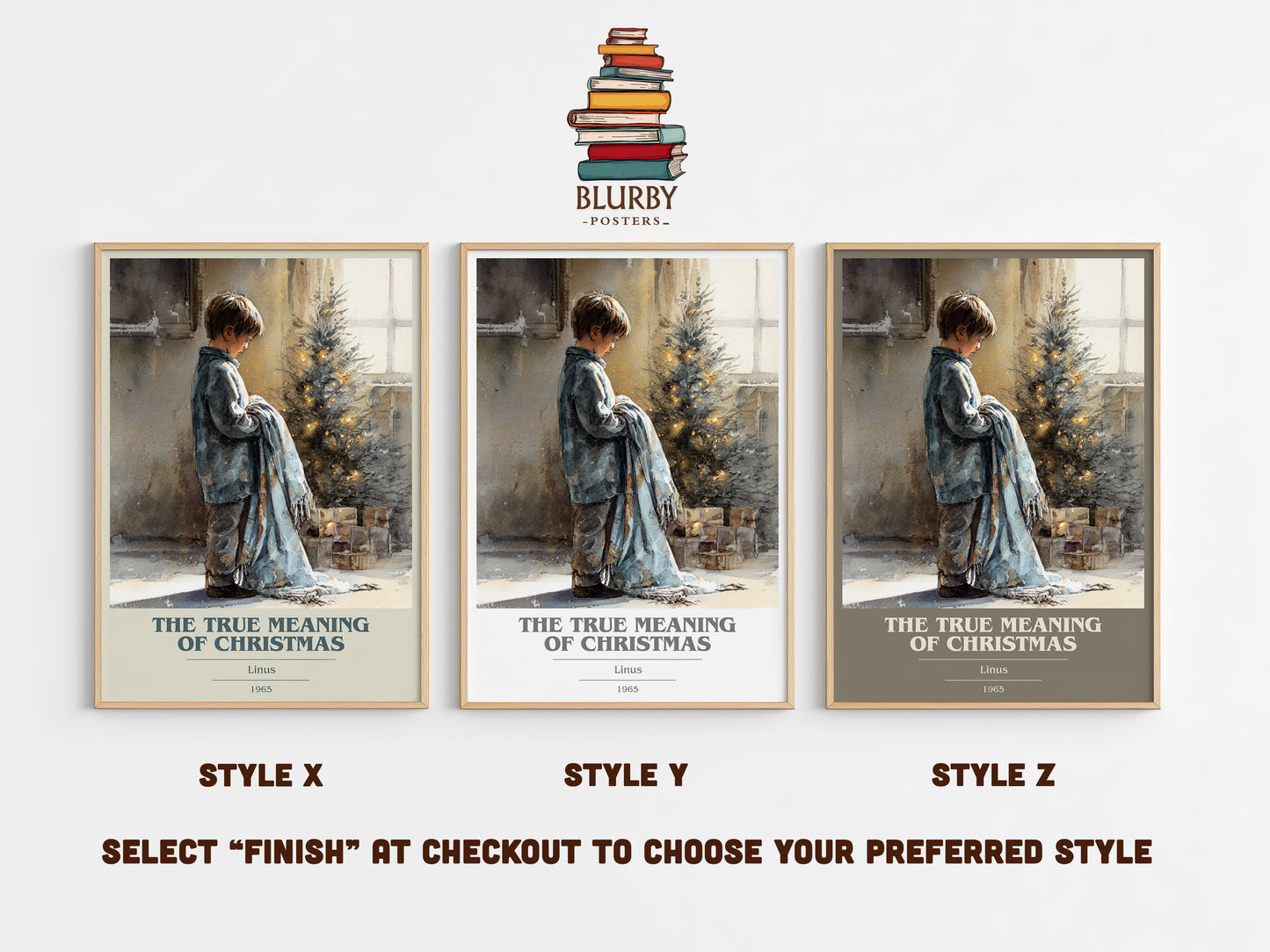 The True Meaning Of Christmas book cover print in frame leaning in hallway – childrens wall art