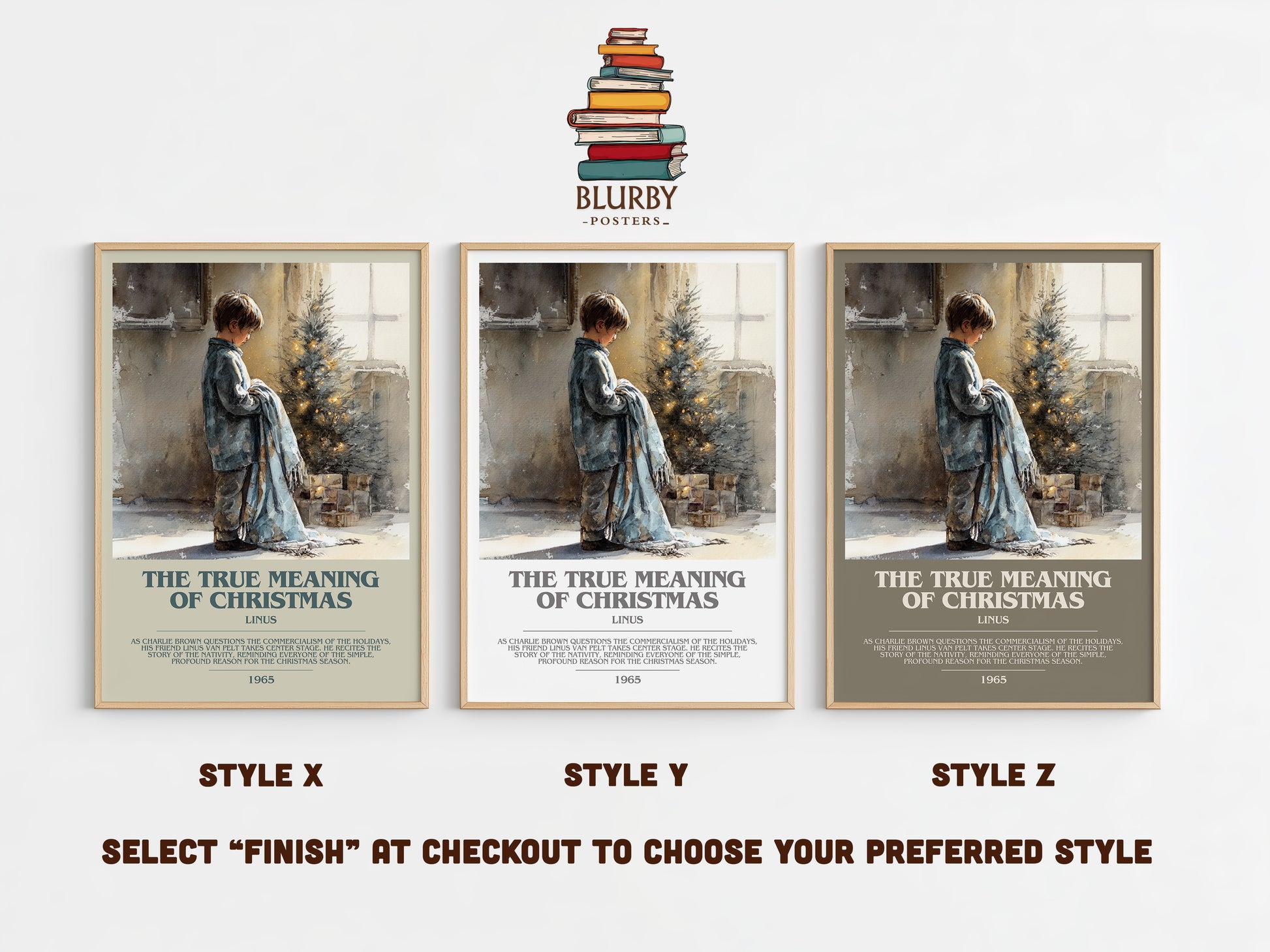 The True Meaning Of Christmas bookish print in frame leaning in hallway – childrens wall art