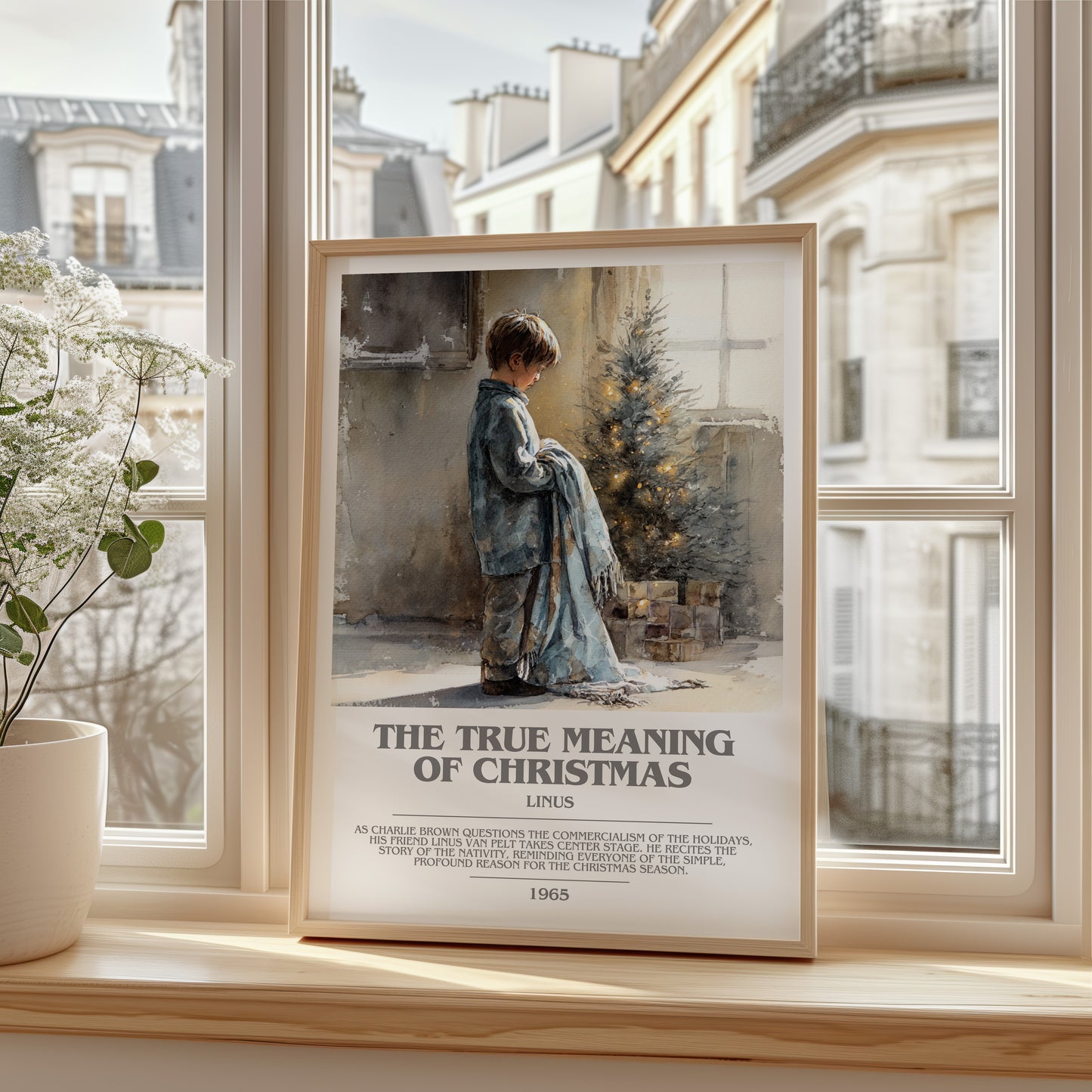 The True Meaning Of Christmas bookish poster colour and style options – Linus book art
