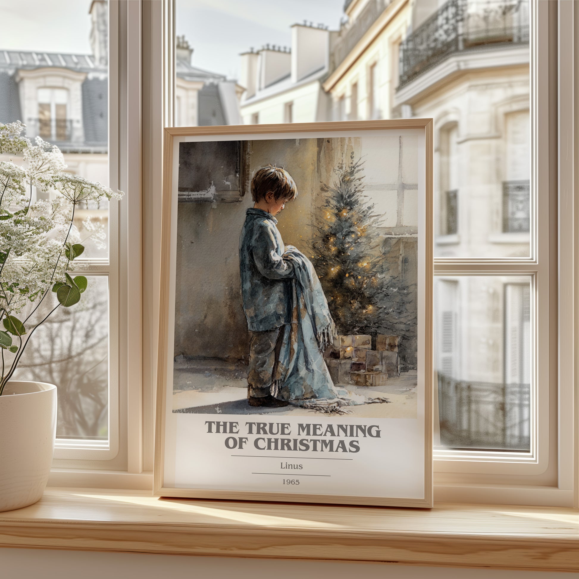 The True Meaning Of Christmas book cover poster colour and style options – Linus book art