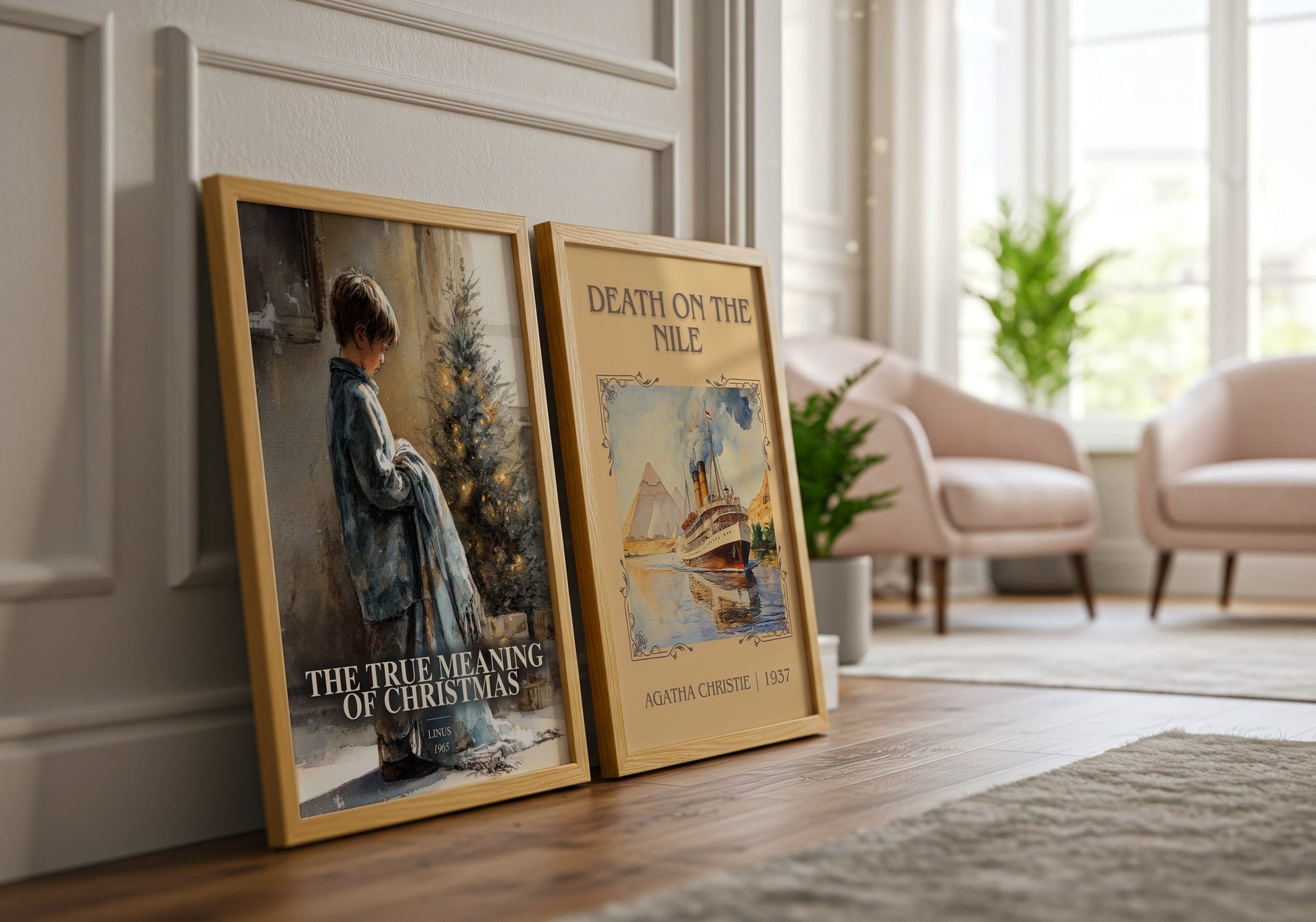 The True Meaning Of Christmas watercolour print framed by window – literary home decor