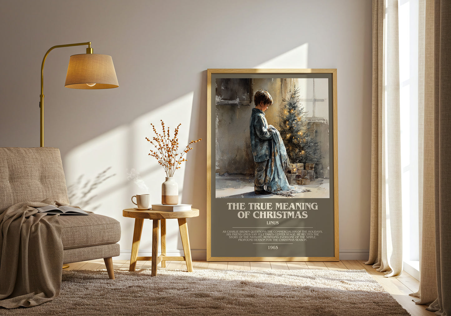 The True Meaning Of Christmas bookish print framed by window – literary home decor