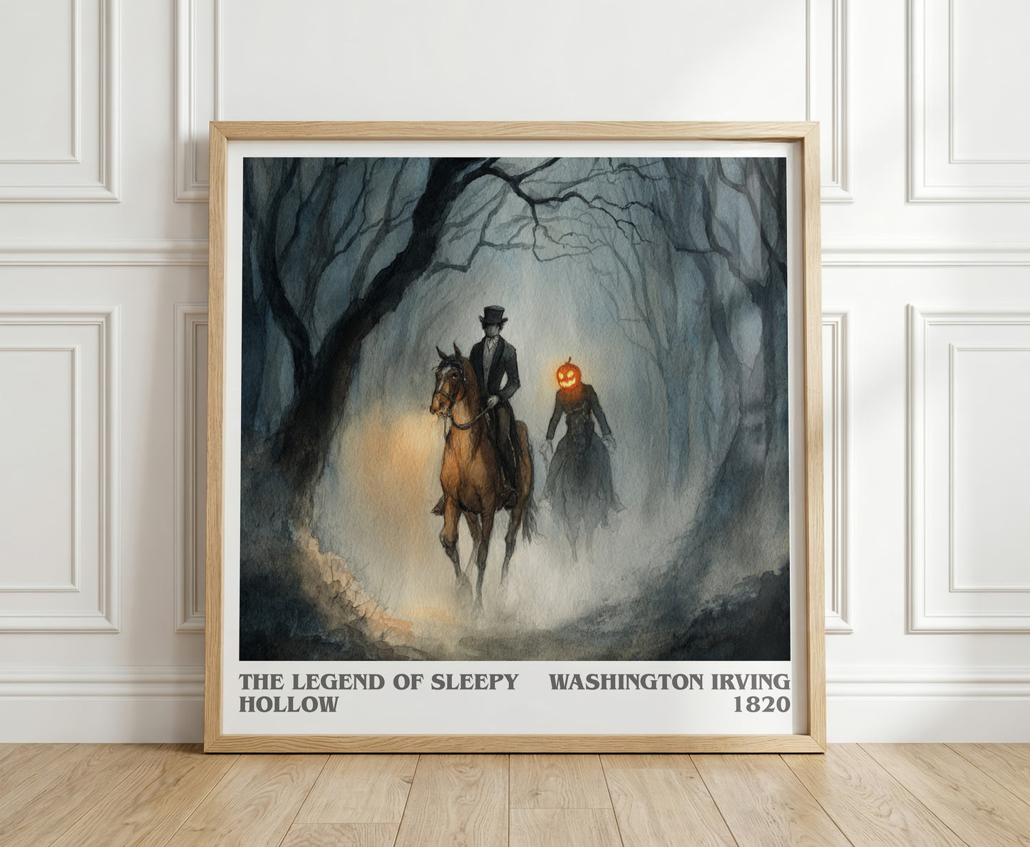 The Legend Of Sleepy Hollow literary print in frame leaning in hallway – gothic wall art