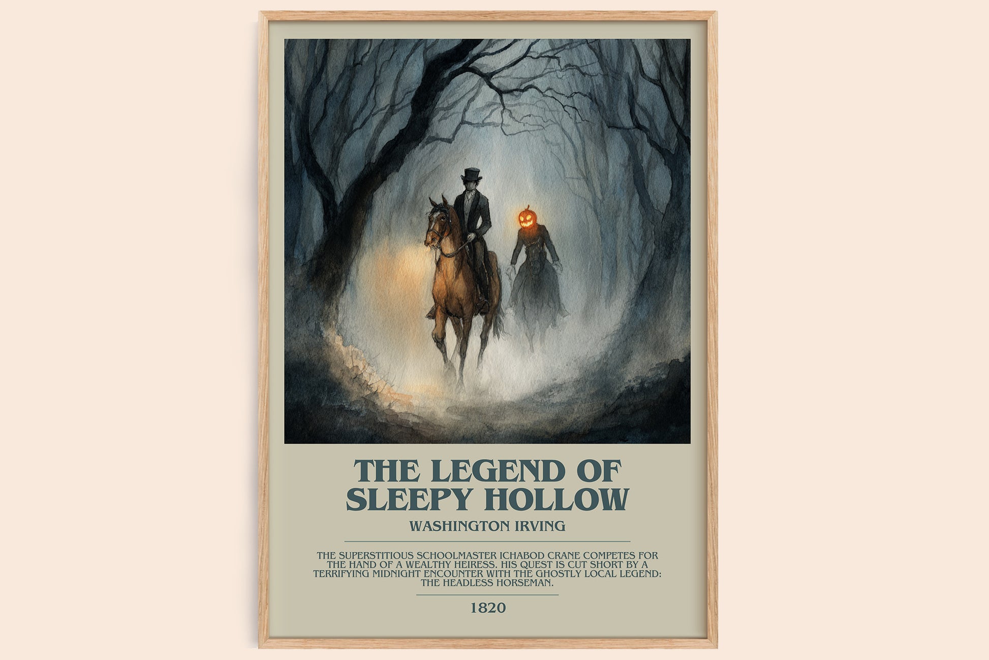 The Legend Of Sleepy Hollow bookish book poster by Washington Irving – framed literary art print